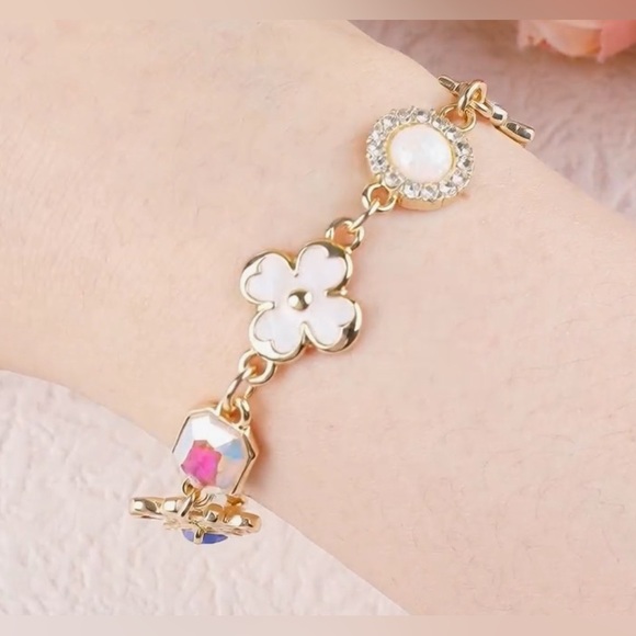 Stunning Nordstrom 14kKT Dip Gemstone Clover Good Luck bracelet - Picture 3 of 4